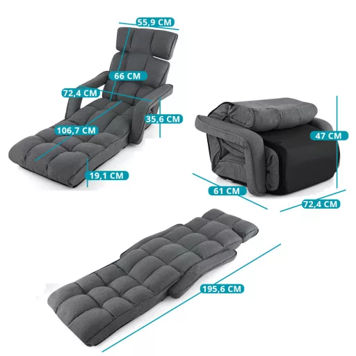 Skládací pohovka s postelí a 6 nastavitelnými polohami