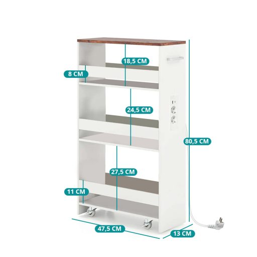 Úložný vozík s 4 patry a nabíjecí stanicí