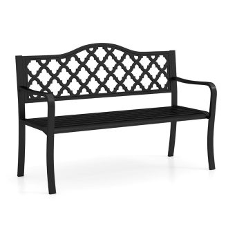 Zahradní lavička s dekorativním mřížkováním