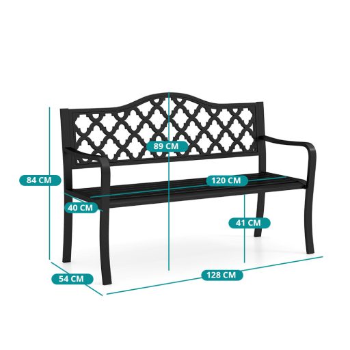 Zahradní lavička s dekorativním mřížkováním