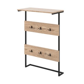 Nástěnný držák se 6 háčky a policí, přírodní