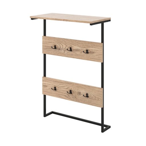 Nástěnný držák se 6 háčky a policí, přírodní