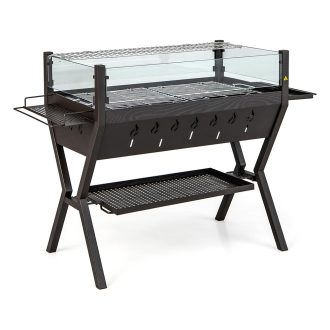 Gril na dřevěné uhlí s rošty