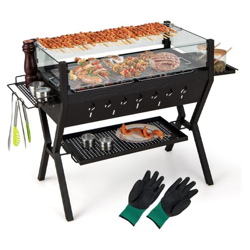 Gril na dřevěné uhlí s rošty