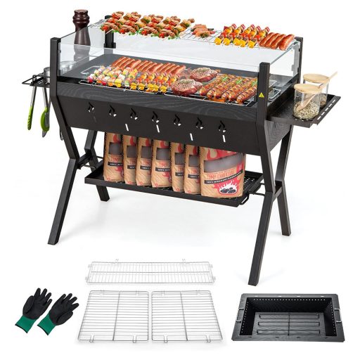 Gril na dřevěné uhlí s rošty