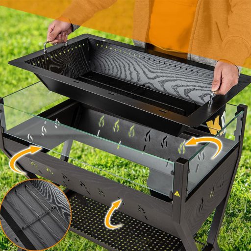 Gril na dřevěné uhlí s rošty