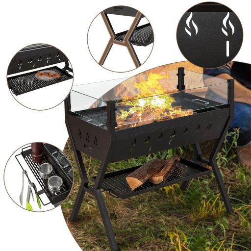 Gril na dřevěné uhlí s rošty