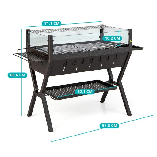 Gril na dřevěné uhlí s rošty