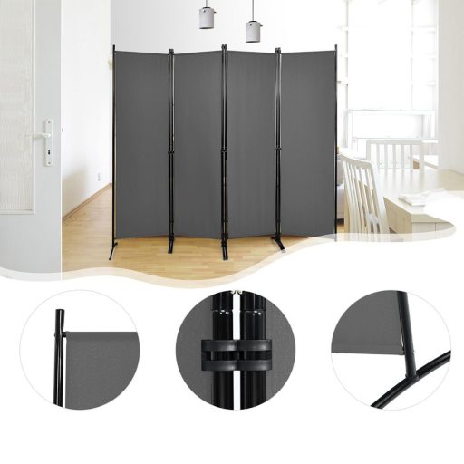 4-panelový paraván 173 cm šedý