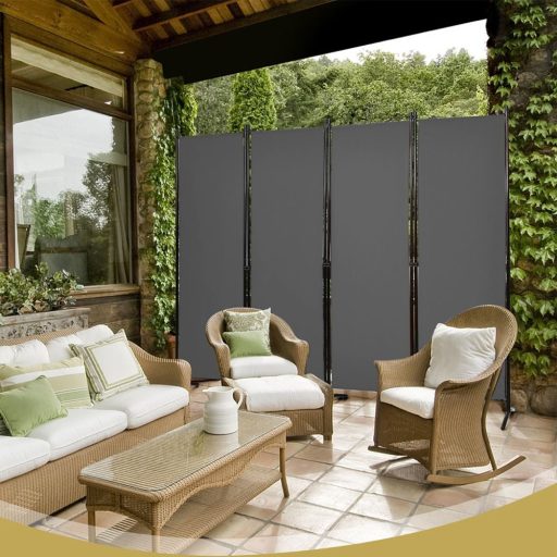 4-panelový paraván 173 cm šedý