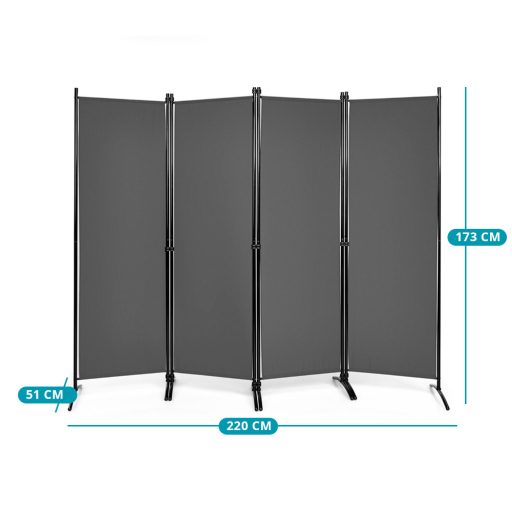 4-panelový paraván 173 cm šedý