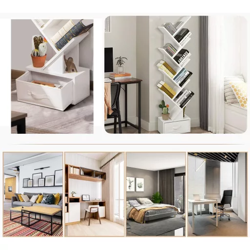 10-patrové knihovna v bílé barvě