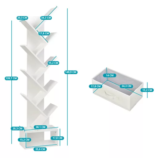 10-patrové knihovna v bílé barvě
