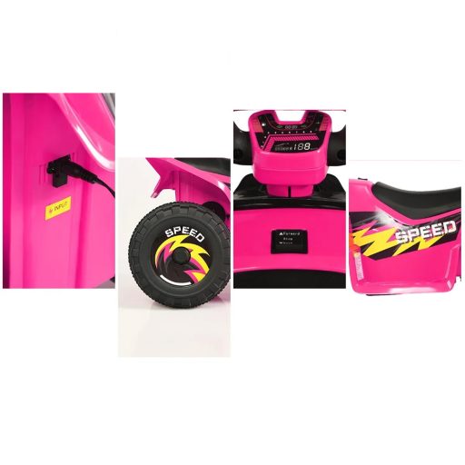 Dětský čtyřkolový vůz na baterie, růžový