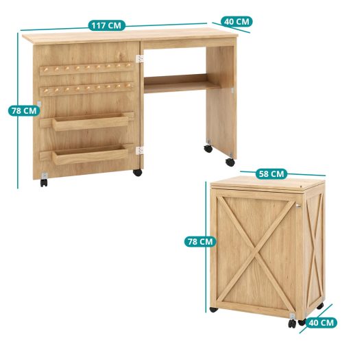 Skládací stolek na šicí stroj, přírodní