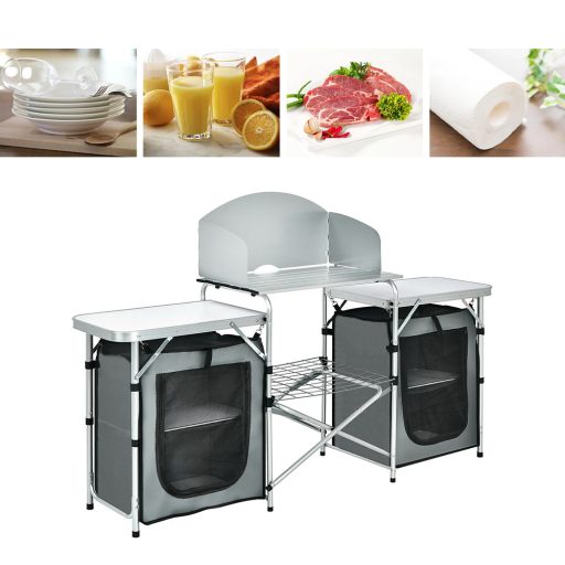 Skládací kempingová kuchyně s úložným systémem