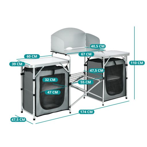 Skládací kempingová kuchyně s úložným systémem