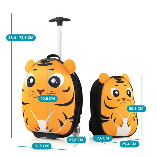 Sada kufříku a batohu pro děti na kolečkách, oranžová