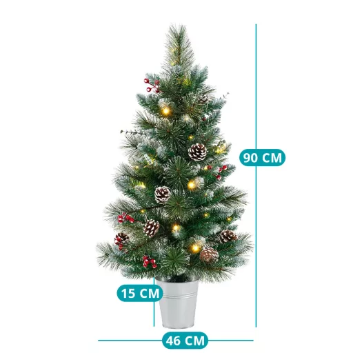 Ozdobený umělý vánoční stromeček s 20 teplými LED světly, 90 cm