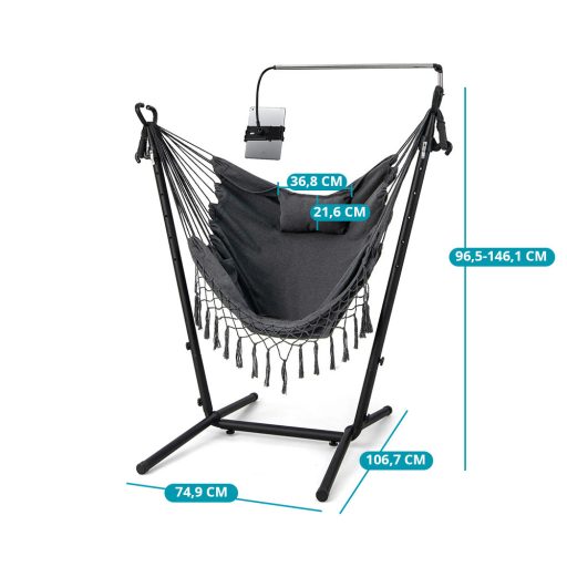 Nastavitelná výška závěsného křesla s držákem na telefon