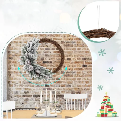 Sněhový zimní věnec s teplými LED světly