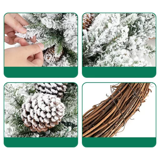 Sněhový zimní věnec s teplými LED světly