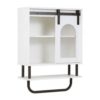   Koupelnová skříňka s držákem na ručníky a otevřenou policí