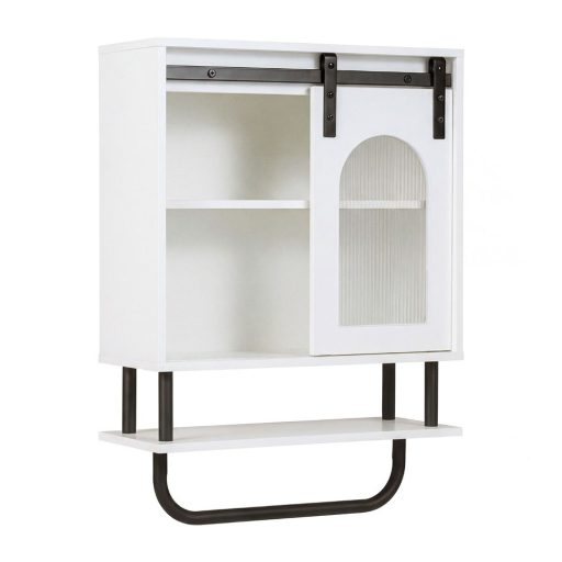 Koupelnová skříňka s držákem na ručníky a otevřenou policí