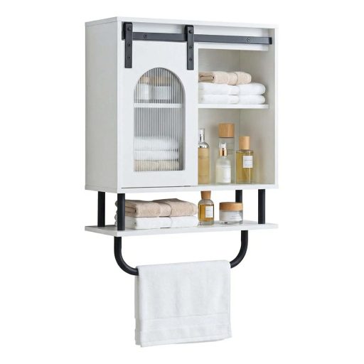 Koupelnová skříňka s držákem na ručníky a otevřenou policí