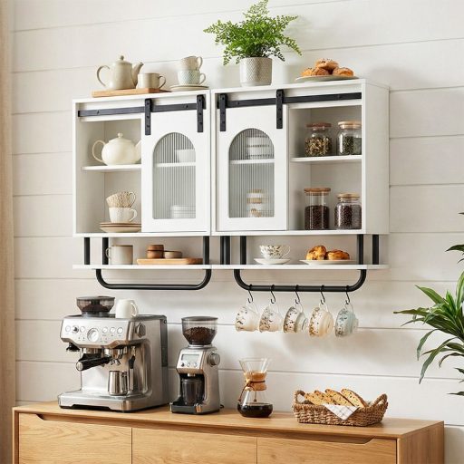 Koupelnová skříňka s držákem na ručníky a otevřenou policí