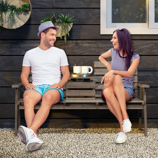 Zahradní lavice se sklápěcím stolečkem uprostřed