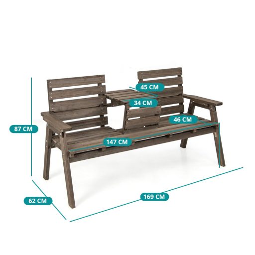 Zahradní lavice se sklápěcím stolečkem uprostřed