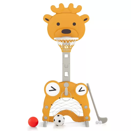 4-v-1 Nastavitelný Basketbalový Koš s Hracím Kroužkem, Oranžový