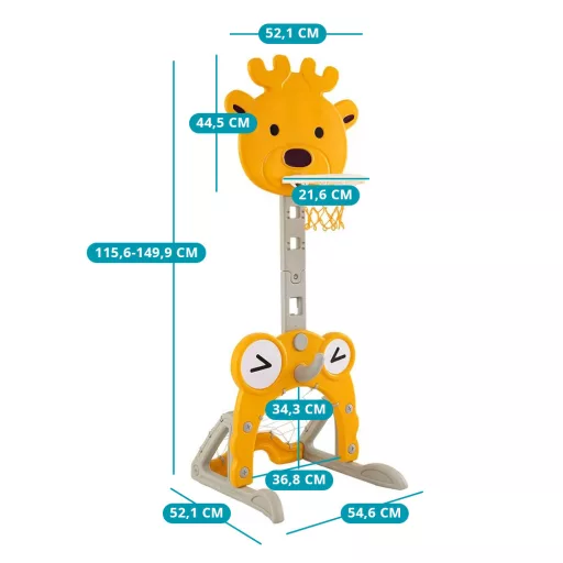 4-v-1 Nastavitelný Basketbalový Koš s Hracím Kroužkem, Oranžový