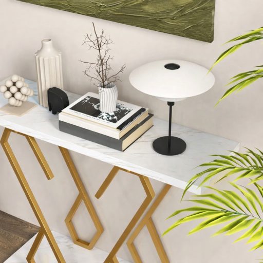 Dekorativní stolek s nastavitelnými nohami a mramorovou deskou 100 x 30 x 79 cm