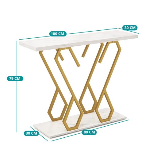 Dekorativní stolek s nastavitelnými nohami a mramorovou deskou 100 x 30 x 79 cm