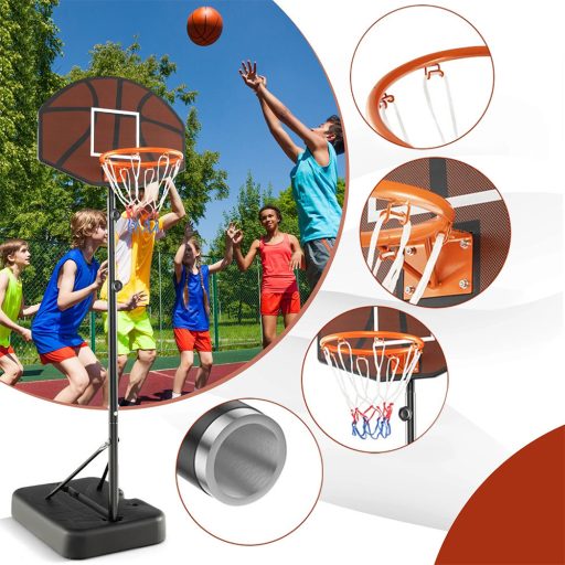 Nastavitelný dětský basketbalový koš hnědý