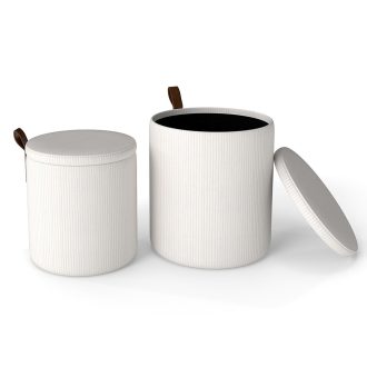 2dílný úložný puf, krémový