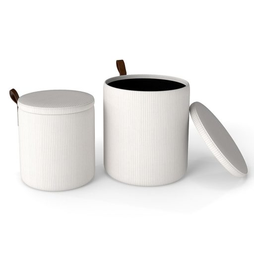 2dílný úložný puf, krémový