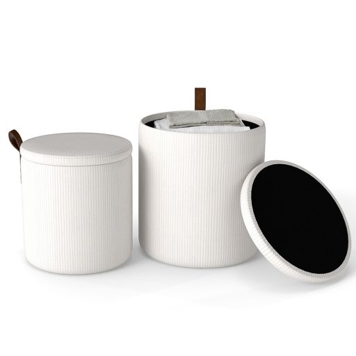 2dílný úložný puf, krémový