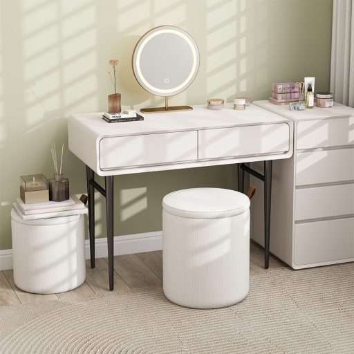 2dílný úložný puf, krémový