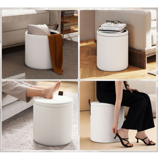 2dílný úložný puf, krémový