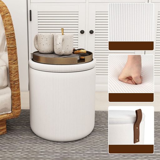 2dílný úložný puf, krémový