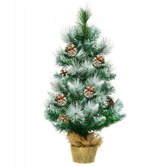   Sněhový dekor umělý vánoční stromeček s šiškami 60 cm