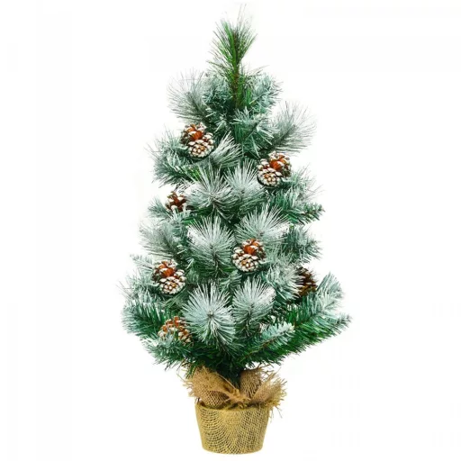 Sněhový dekor umělý vánoční stromeček s šiškami 60 cm