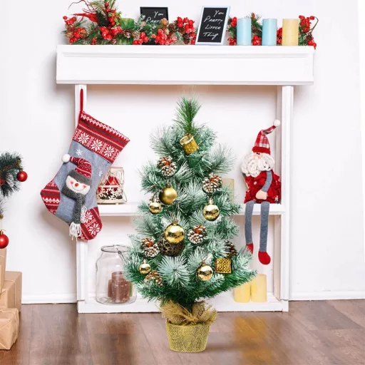 Sněhový dekor umělý vánoční stromeček s šiškami 60 cm