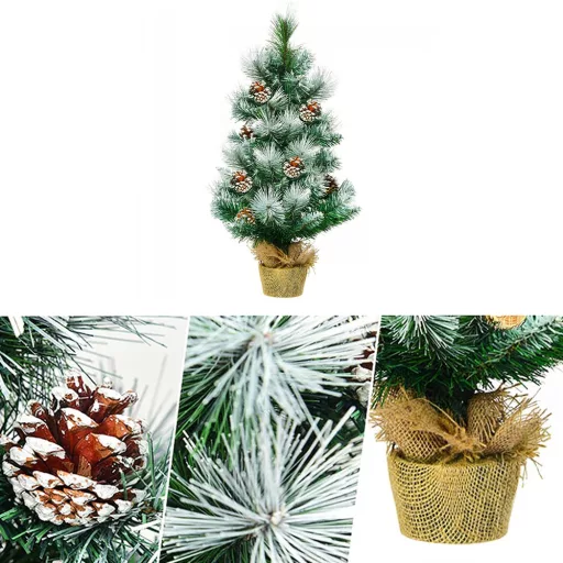 Sněhový dekor umělý vánoční stromeček s šiškami 60 cm