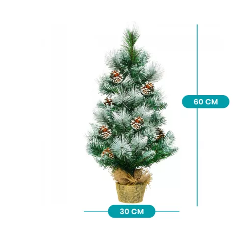 Sněhový dekor umělý vánoční stromeček s šiškami 60 cm