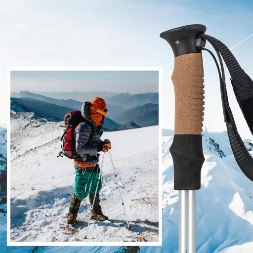 Ultra-lehká nastavitelná trekingová hůl 65-135 cm, stříbrná