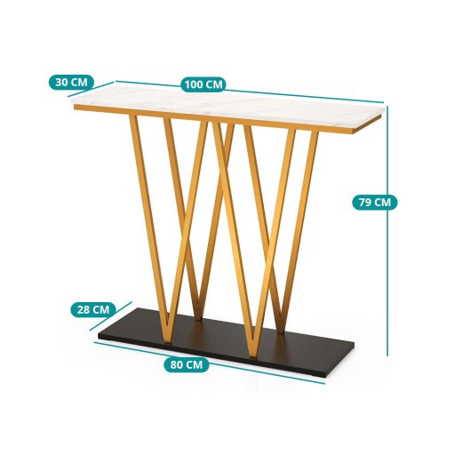 Dekorační stůl s mramorovou deskou 100 x 30 x 79 cm